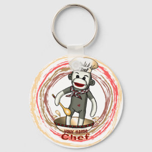 Sock Monkey  Chef  keychain