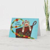 Sock Monkey Christmas Card