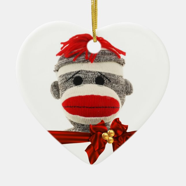 SOCK MONKEY CHRISTMAS ORNAMENT PERSONALIZED (Front)