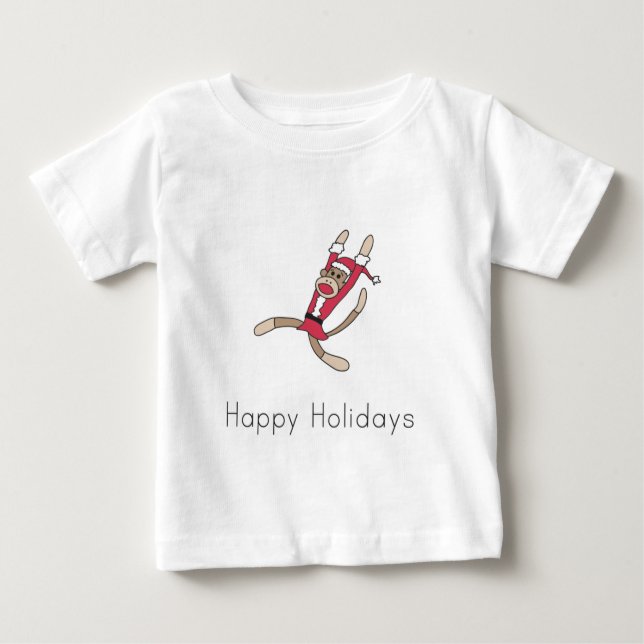 sock monkey christmas pyjamas baby T-Shirt (Front)