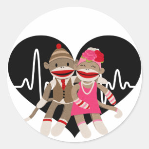 Sock Monkey Classic Round Sticker