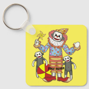 Sock Monkey Clown  Key Ring