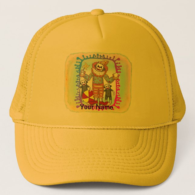 Sock Monkey Clown Trucker Hat (Front)