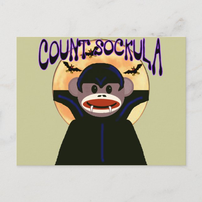 Sock Monkey Count Sockula Postcard (Front)