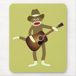 Sock Monkey Country Music Mouse Pad