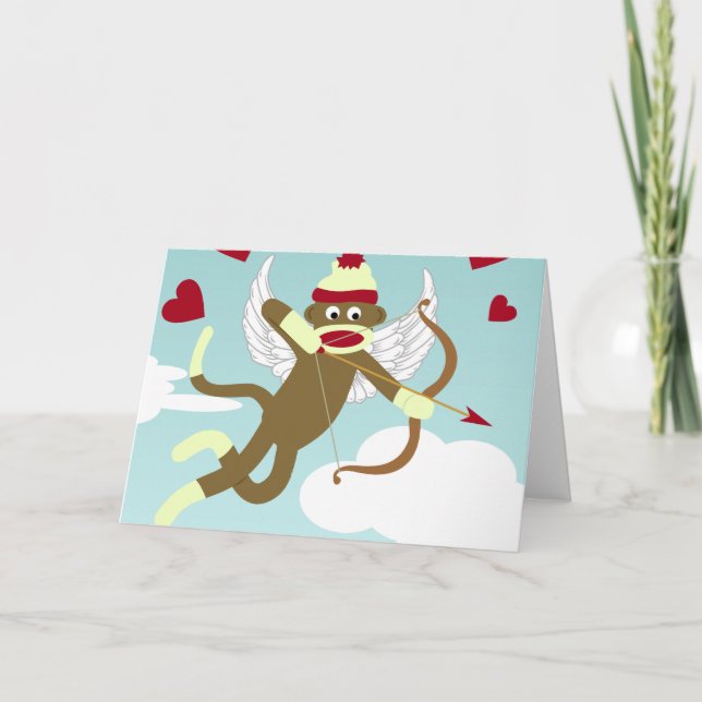 Sock Monkey Cupid Card (Front)