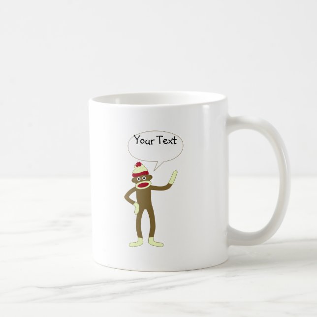 Sock Monkey Customisable Comic Speech Bubble Coffee Mug (Right)