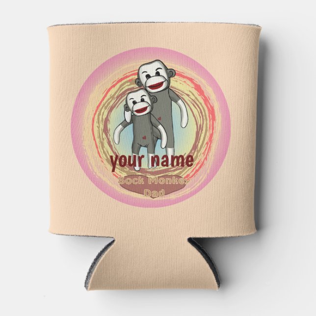 Sock Monkey Dad Can Cooler (Front)