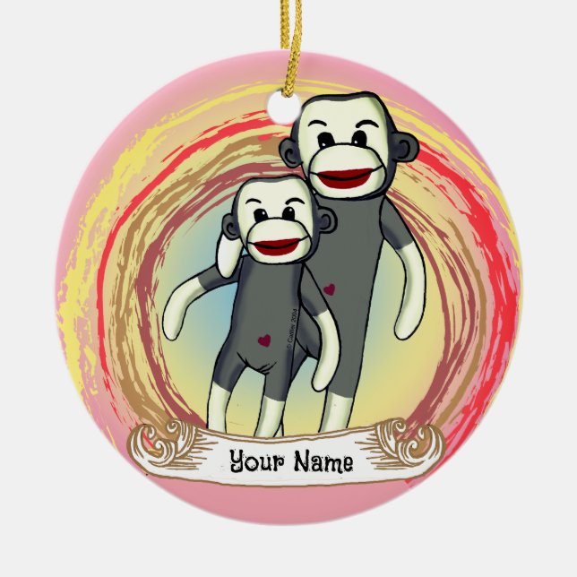 Sock Monkey Dad  Ceramic Ornament (Front)