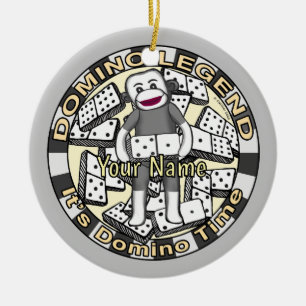 Sock Monkey Domino Legend ornament
