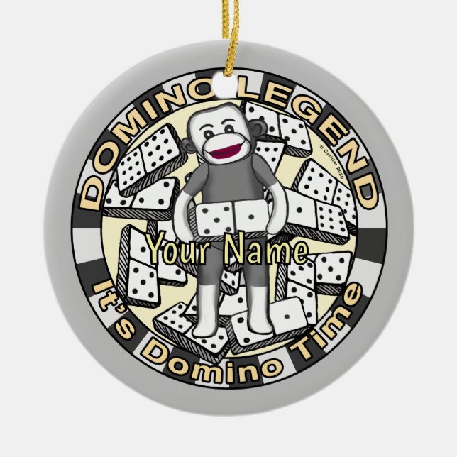 Sock Monkey Domino Legend ornament (Front)