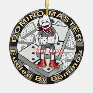 Sock Monkey Domino master Ceramic Ornament