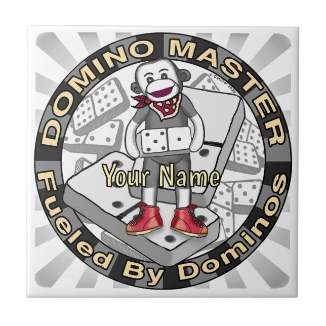 Sock Monkey Domino Master Ceramic Tile (Front)