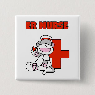 Sock Monkey ER Nurse T-shirts and Gifts 15 Cm Square Badge