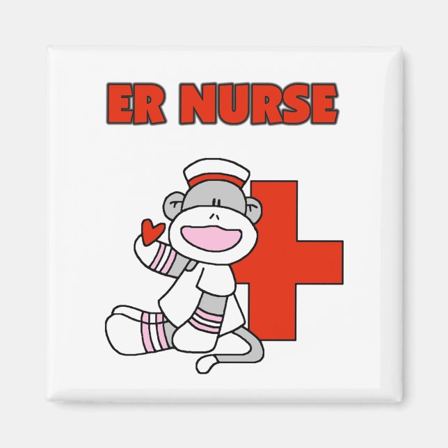 Sock Monkey ER Nurse T-shirts and Gifts Magnet (Front)