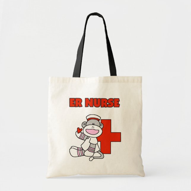 Sock Monkey ER Nurse T-shirts and Gifts Tote Bag (Front)