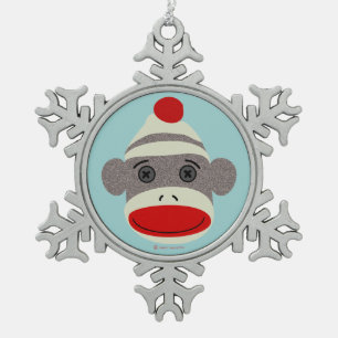 Sock Monkey Face Ornament