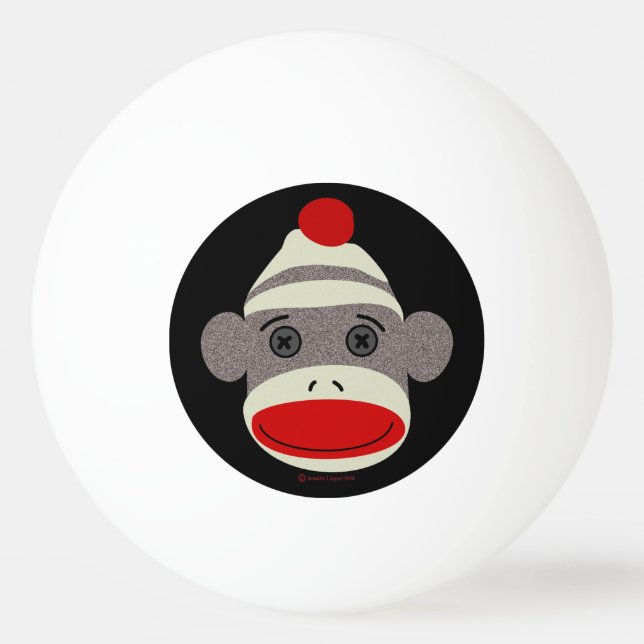 Sock Monkey Face Ping Pong Ball (Back)