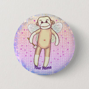 Sock monkey Fairy  6 Cm Round Badge