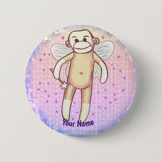 Sock monkey Fairy  6 Cm Round Badge (Front)