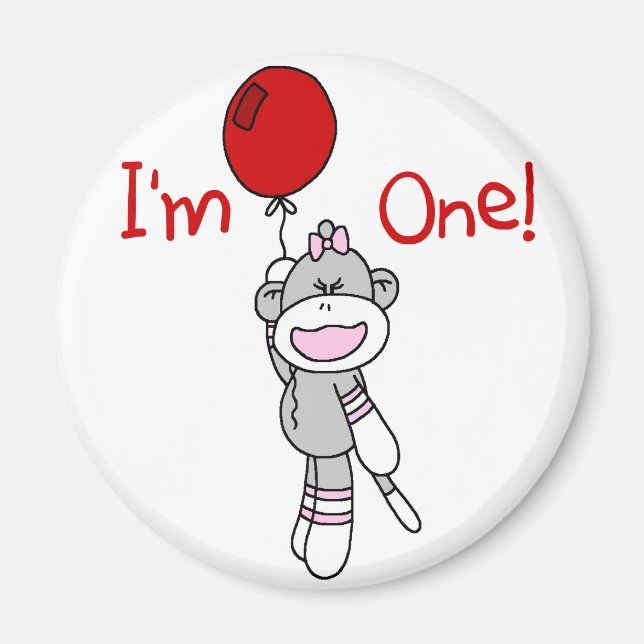 Sock Monkey First Birthday Tshirts and Gifts Magnet (Front)