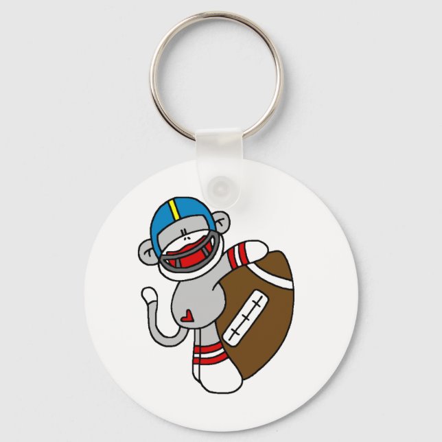 Sock Monkey Football T-shirts and Gifts Key Ring (Front)