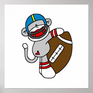 Sock Monkey Football T shirts and Gifts Poster