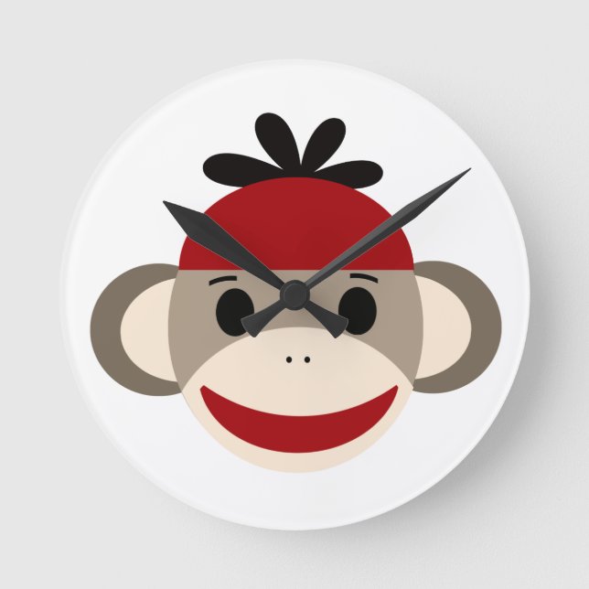 Sock Monkey for boy Clock (Front)