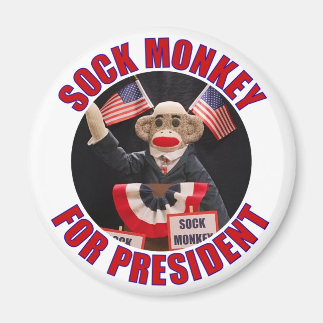 Sock Monkey for President Magnet (Front)