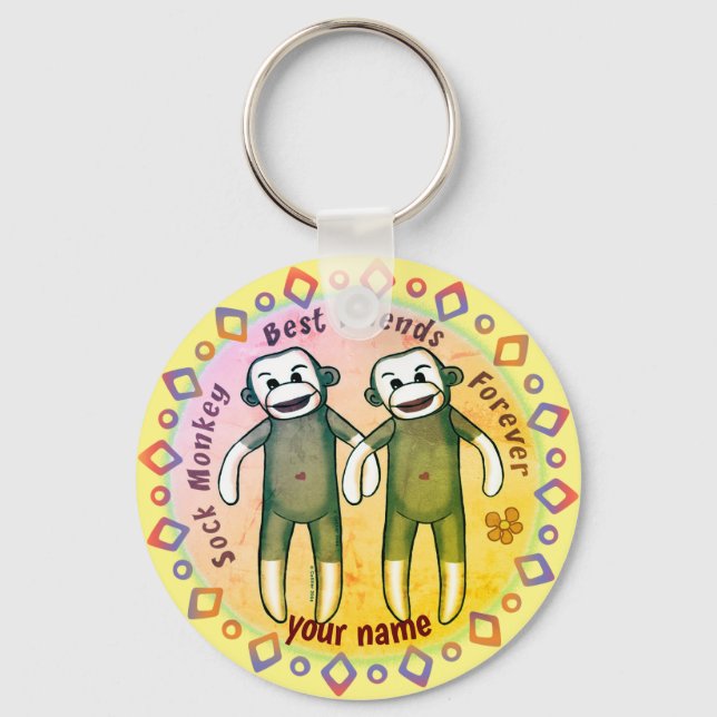 Sock Monkey Friends Key Ring (Front)