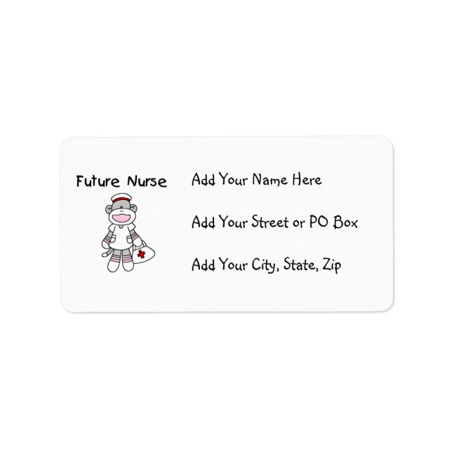Sock  Monkey Future Nurse T-shirts and Gifts Label (Front)
