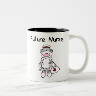 Sock Monkey Future Nurse T-shirts and Gifts Two-Tone Coffee Mug