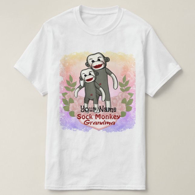 Sock Monkey Grandma  T-Shirt (Design Front)