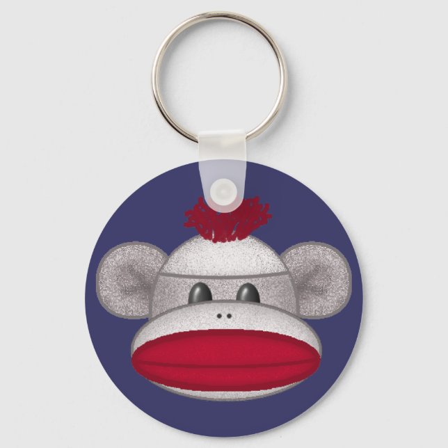 Sock Monkey Head Key Ring (Front)