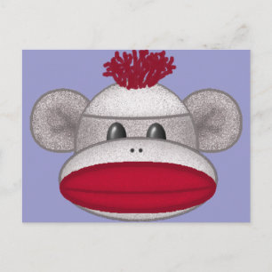 Sock Monkey Head Postcard