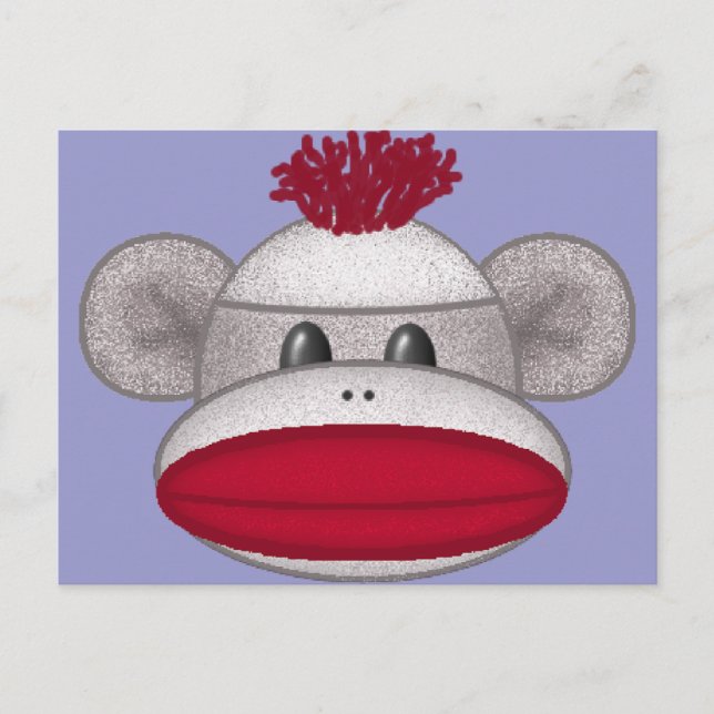Sock Monkey Head Postcard (Front)
