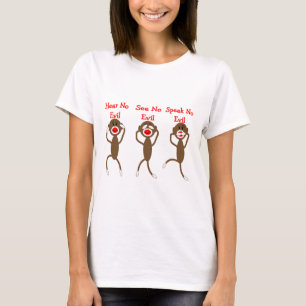 Sock Monkey--Hear, Speak, See NO EVIL T-Shirt