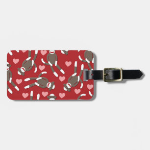 Sock Monkey Hearts Luggage Tag