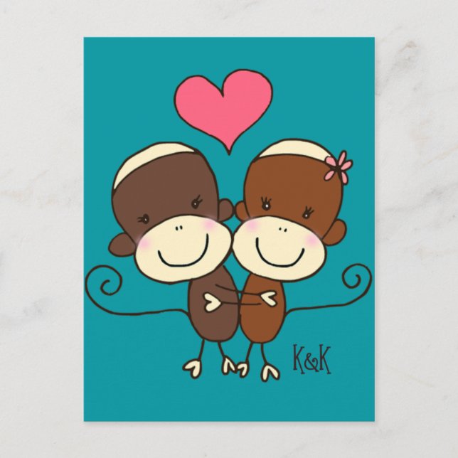 Sock Monkey Hugz Postcard (Front)