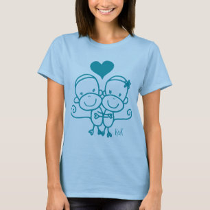 Sock Monkey Hugz T-shirt(turquoise blue ) T-Shirt