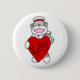 Sock Monkey I Love Nursing T-shirts and Gifts 6 Cm Round Badge