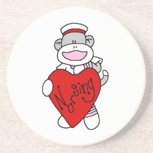 Sock Monkey I Love Nursing T-shirts and Gifts Coaster