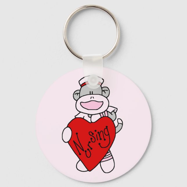 Sock Monkey I Love Nursing T-shirts and Gifts Key Ring (Front)