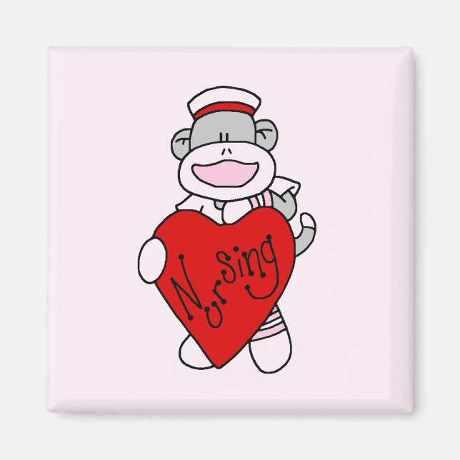 Sock Monkey I Love Nursing T-shirts and Gifts Magnet (Front)