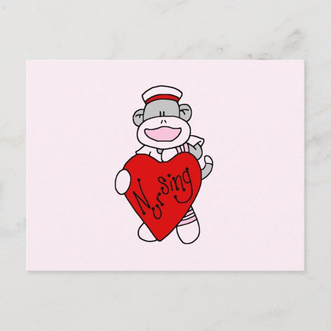 Sock Monkey I Love Nursing T-shirts and Gifts Postcard (Front)
