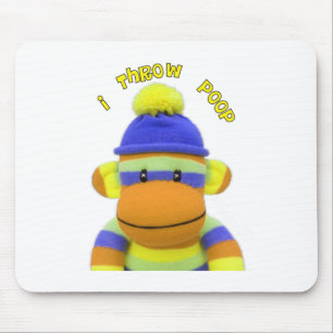 Sock Monkey "I Throw Poop" Design--Adorable Mouse Pad