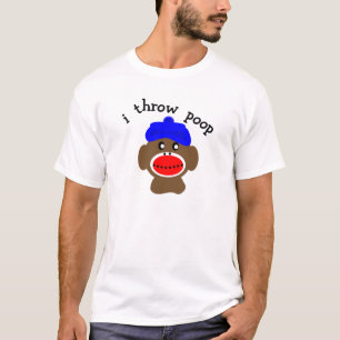 Sock Monkey "I THROW POOP" T-Shirt