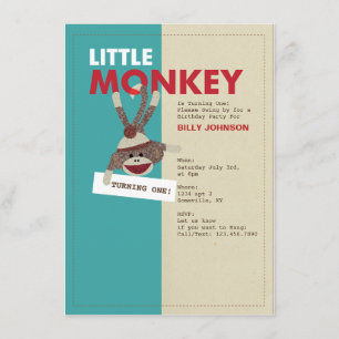 Sock Monkey Invitation-Turning one! Invitation