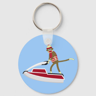 Sock Monkey Jetski Key Ring