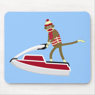 Sock Monkey Jetski Mouse Pad